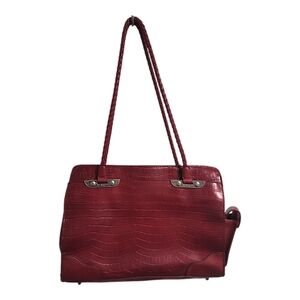 Red Croc Embossed Bueno Leather Bag